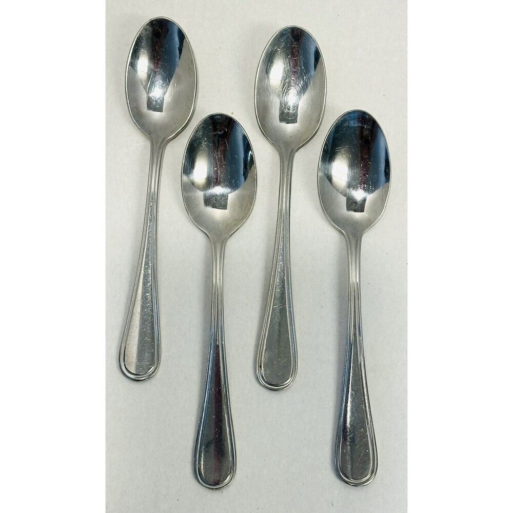 OSI Set of (4) Stainless Place Spoons (Oval Soup) Round Handle Tip